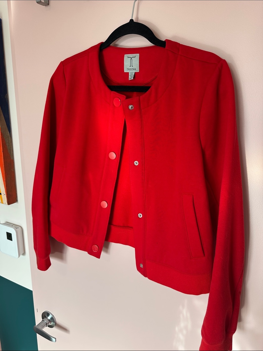 Tristan Red Crewneck Bomber Jacket - Women's Medium